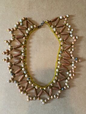 Vintage Handcrafted Boho Geometric
Beaded Statement Fringe Collar Necklace